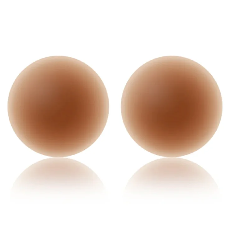 NOOD No-Show Round Adhesive Reusable Nipple Covers (4 inch) - Bronze / No. 7