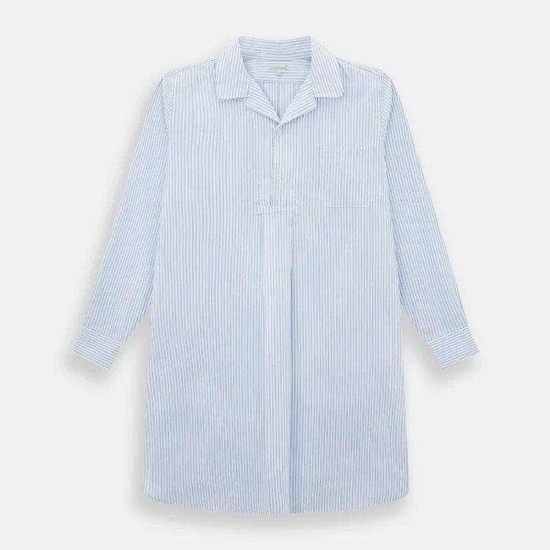 Act Now Pale Blue Bengal Stripe Nightshirt