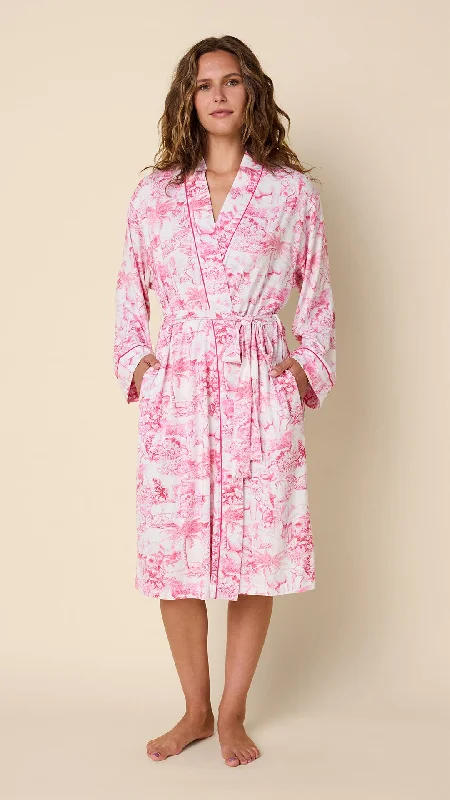Time-Limited Offer Palm Grove Toile Pima Knit Kimono Robe