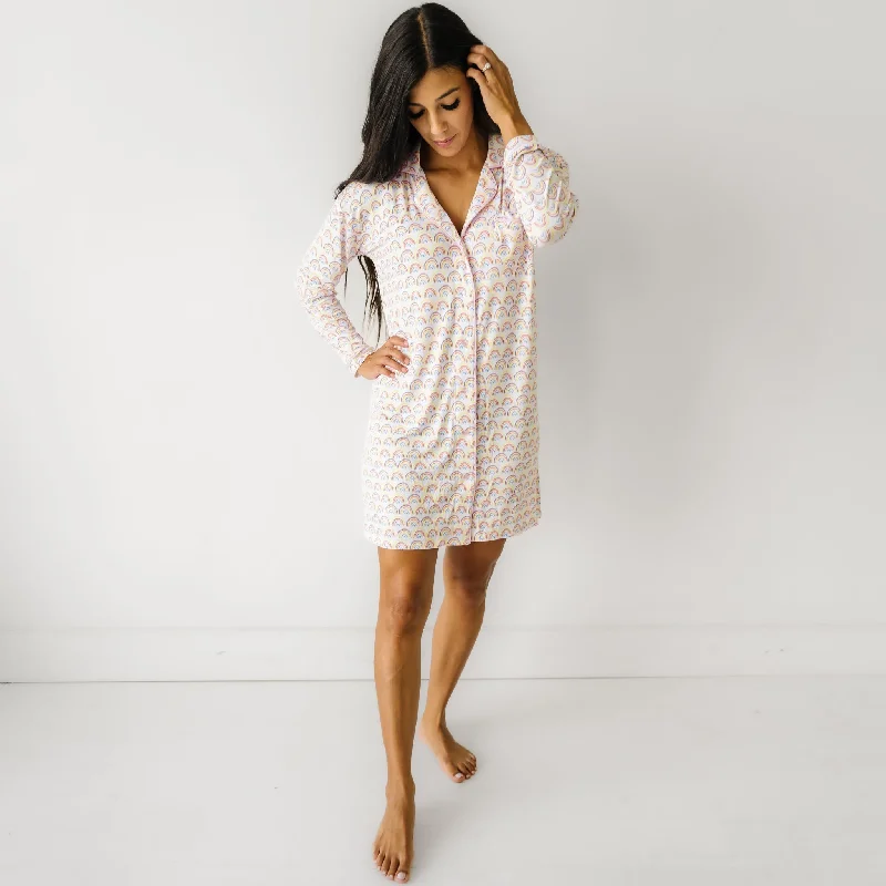 Weekend Bargains Galore Pastel Rainbows Women's Long Sleeve Sleep Shirt