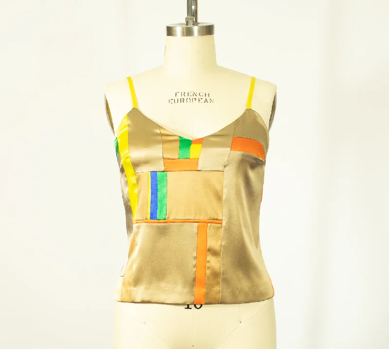 Patchwork Medium Stretch Silk Camisole