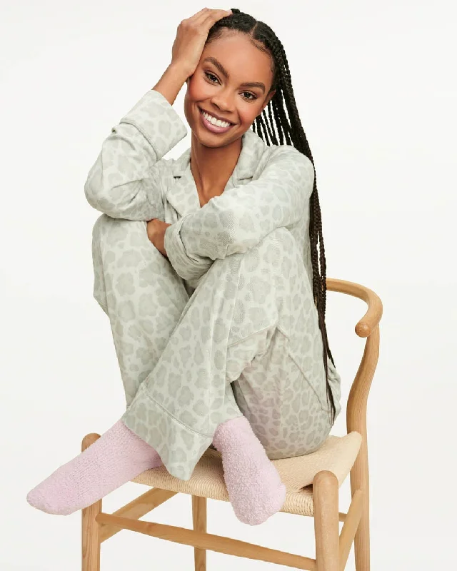 Flash Sale Pillow Soft Long Sleeve PJ Set in Grey Leopard