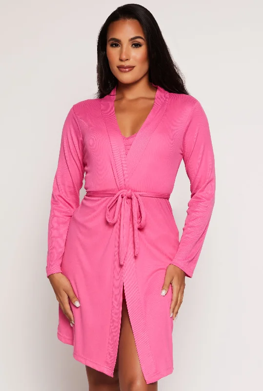 Final Offer Pajama Crop Top and Shorts with Robe Set