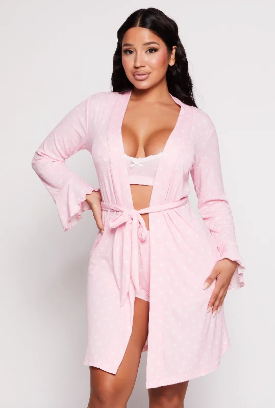 Weekend Discounts to Grab Polka Dot Pajama Bralette and Shorts with Robe