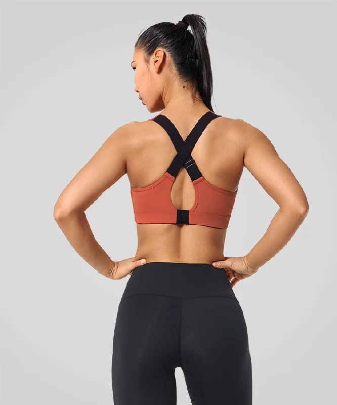 Power V-Neck Cross Back Padded Running Bra | Women's High Support Sports Bra