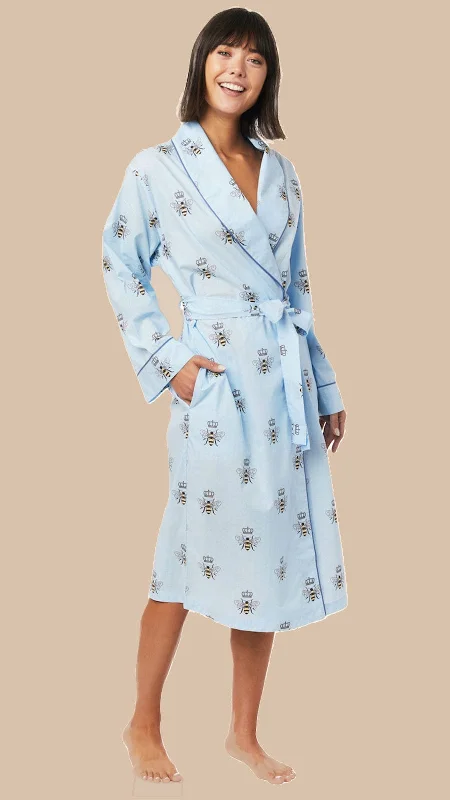 Great Bargain Queen Bee Flannel Robe - Blue
