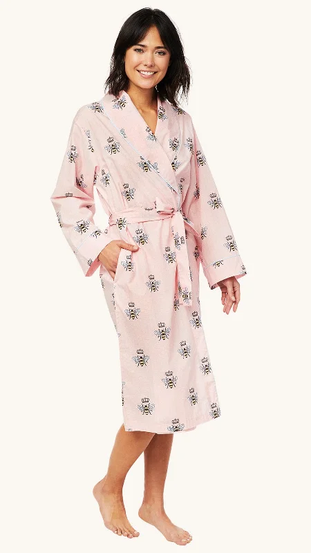 Massive Deal Queen Bee Luxe Pima Shawl Collar Robe - Pink