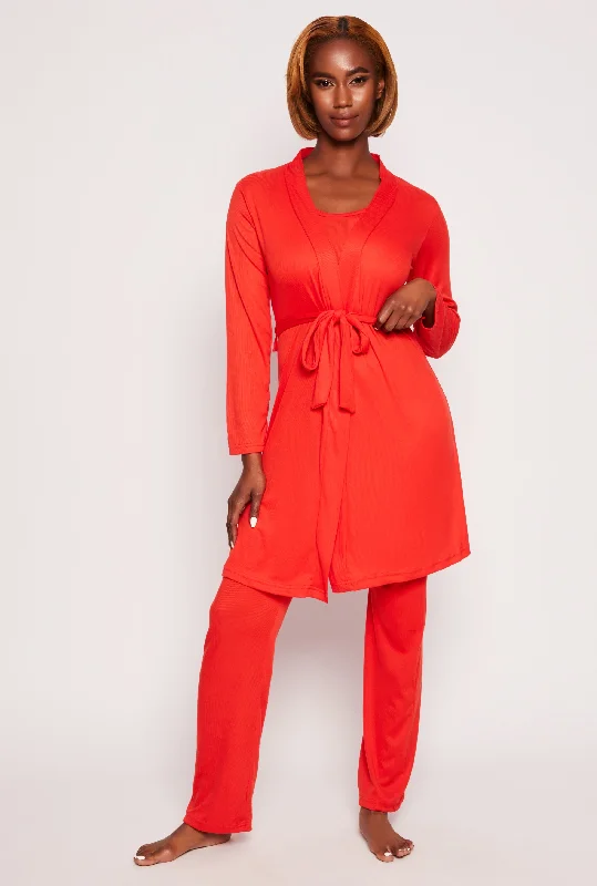 Midnight Sale Ribbed Pajama Tank Top and Shorts with Robe