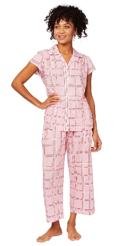 Weekend Deals That Sizzle Capri Pajama Set - Pink Check