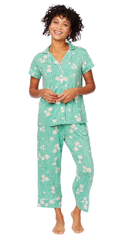 Weekend Deals That Excite Capri Pant Pajama Set - Lazy Daisy Green