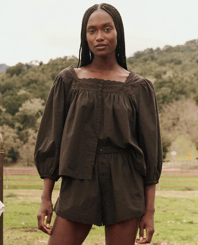 Make Your Weekend Count with Savings The Eyelet Button Sleep Top. -- Black