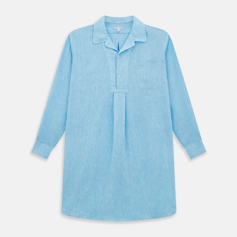 Weekend Savings Spectacle Turquoise Linen Nightshirt