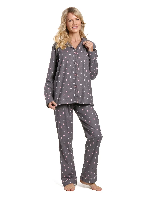 Weekend Discounts to Love Women's 100% Cotton Flannel Pajama Sleepwear Set - Polka Medley Gray-Pink Weekend Discounts to Love Women's 100% Cotton Flannel Pajama Sleepwear Set - Polka Medley Gray-Pink