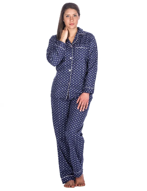 Weekend Savings Bonanza Realxed Fit Womens 100% Cotton Flannel Pajama Sleepwear Set - Stars Blue Weekend Savings Bonanza Realxed Fit Womens 100% Cotton Flannel Pajama Sleepwear Set - Stars Blue