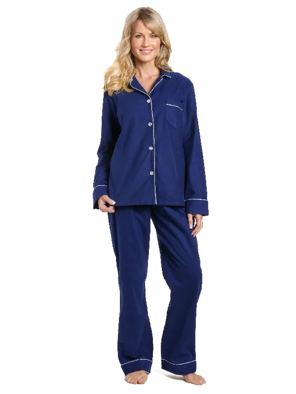 Weekend Deals That Amaze Women's 100% Cotton Flannel Pajama Sleepwear Set - Midnight Blue Weekend Deals That Amaze Women's 100% Cotton Flannel Pajama Sleepwear Set - Midnight Blue