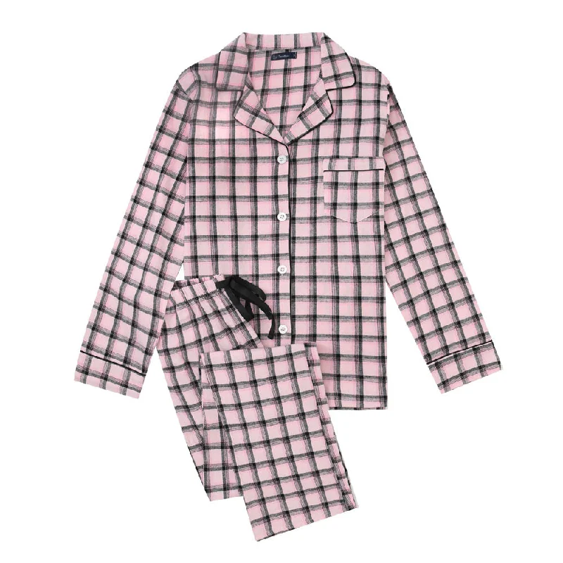 Weekend Deals That Sparkle Women's Cotton Lightweight Flannel Pajama Set - Plaid Pink-Black Weekend Deals That Sparkle Women's Cotton Lightweight Flannel Pajama Set - Plaid Pink-Black