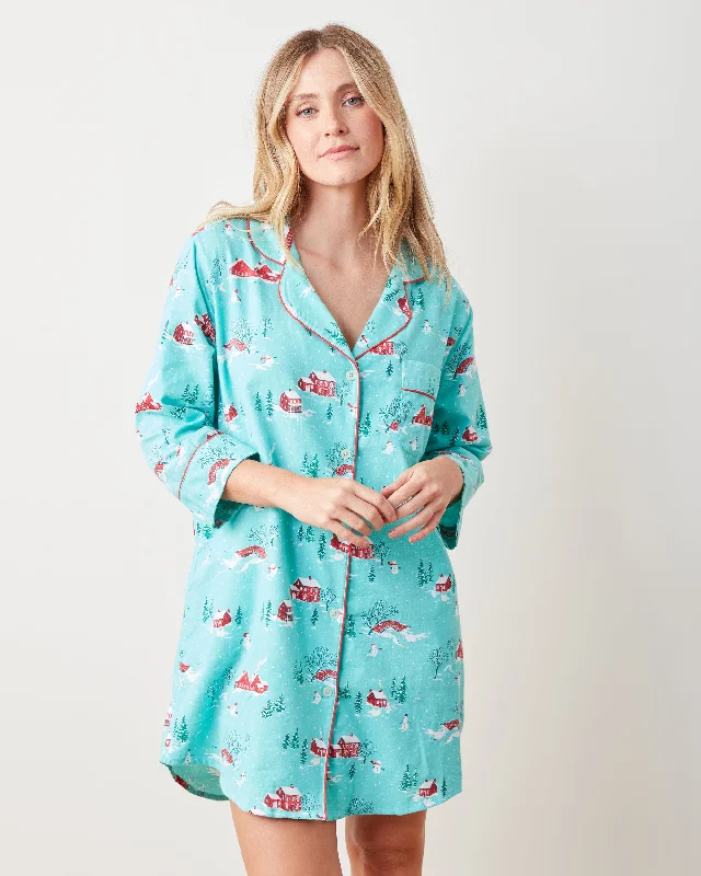 Weekend Specials to Enjoy Winter Wonderland - Flannel Sleep Shirt - Snow Day