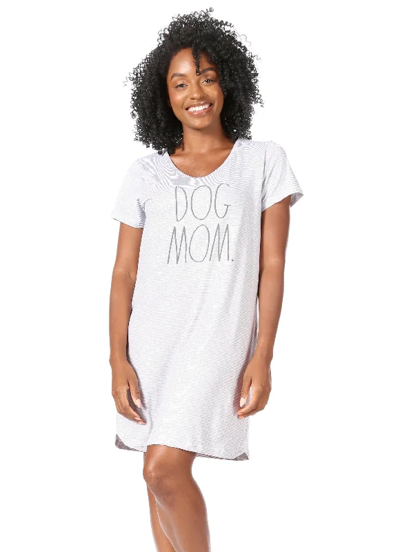 Weekend Discounts to Snag Women's "DOG MOM" Short Sleeve Nightshirt
