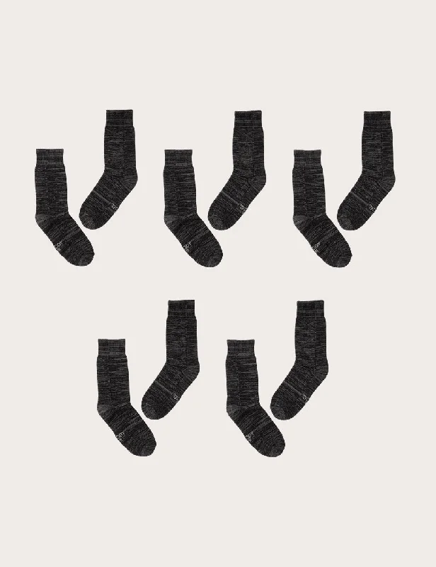 Huge Savings 5-Pack Men's Crew Boot Socks - Dark Grey Marl