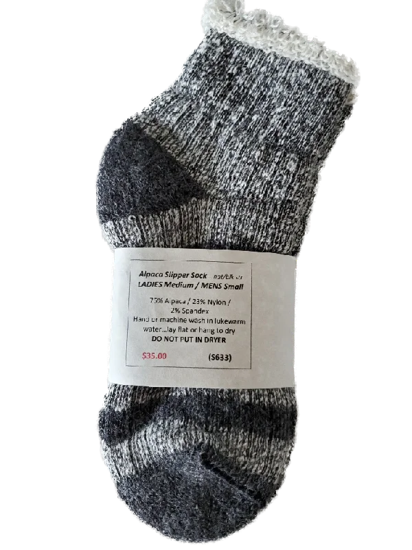Special Buy S633 Alpaca Slipper Sock Natural / Black Stripe Ladies Medium / Mens Small