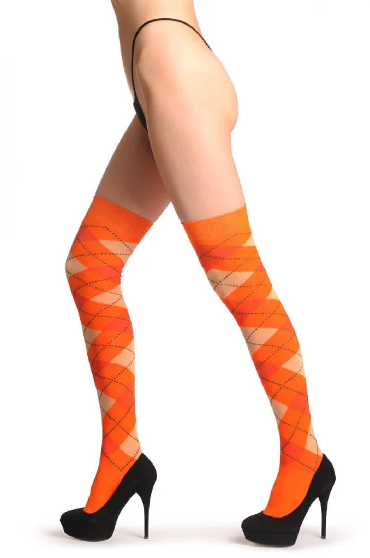 Take Action Argyle Peach Orange & Dark Orange