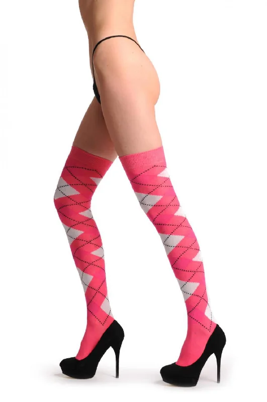 Year-End Deals Argyle Pink White & Fluorescent Pink