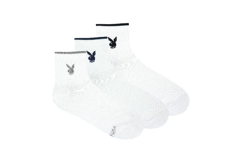 Take Advantage BALENZIA Men's Playboy White High Ankle Socks | 3-Pack | Free Size