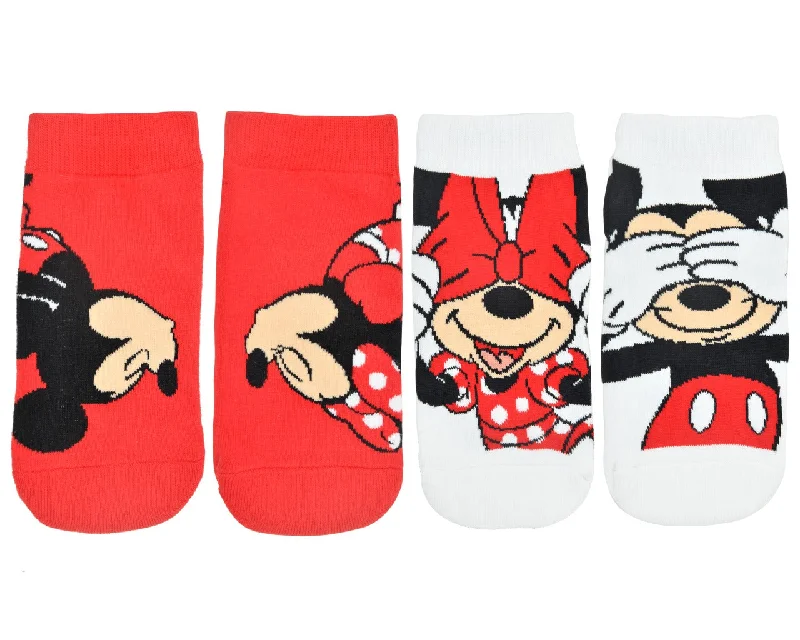 Weekend Specials Just for You Balenzia x Disney Character Lowcut socks - Mickey & Minnie for Women (Pack of 2 Pairs/1U)(Free Size) Red, White