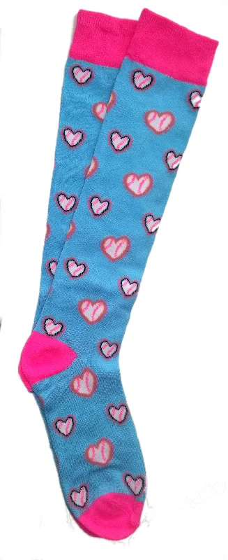 The Best Deal Baseball Softball Heart Knee High Socks