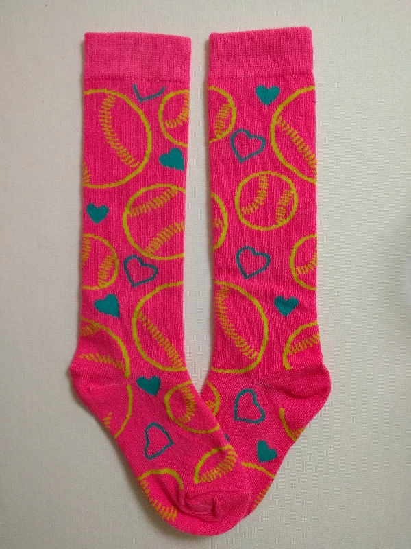 Special Offer Baseball Softball Pink Knee High Socks