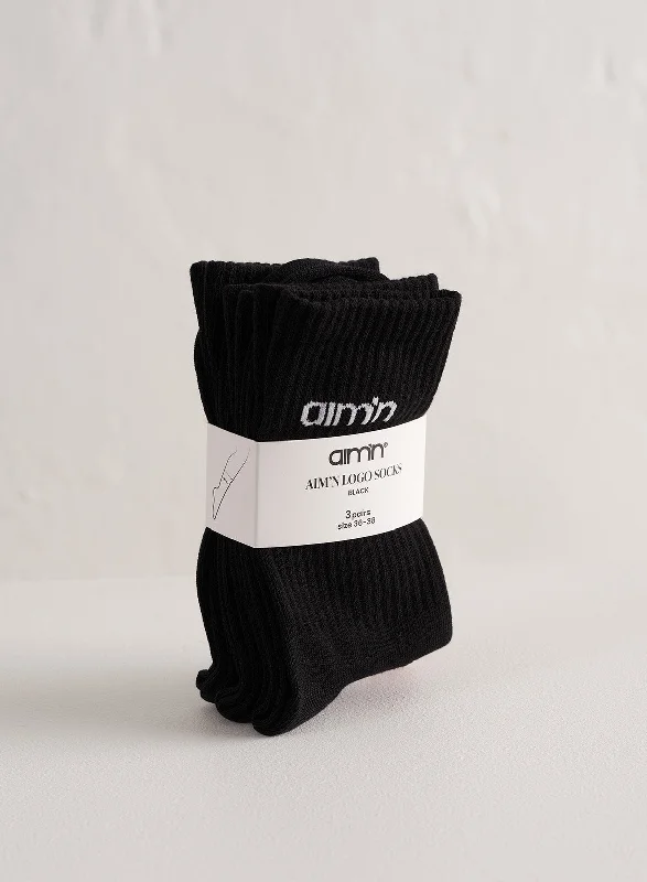 Value Deals Black aim'n Logo Socks 3-pack