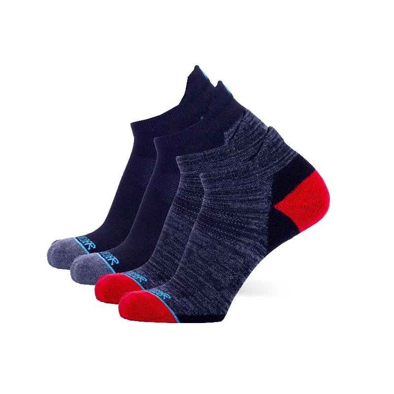 Time-Limited Offer Black with Heather Grey & Charcoal with Red Two Pack - Extra Cushioned Ankle Socks Time-Limited Offer Black with Heather Grey & Charcoal with Red Two Pack - Extra Cushioned Ankle Socks