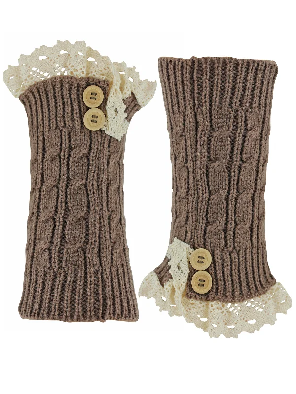 Weekend Deals That Amaze Brown Knit Boot Liner Leg Warmers With Lace Trim