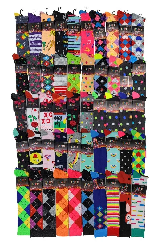 Limited Offer Bulk Wholesale Lot Knee-High Socks | Assorted Designs | Women (50 Pairs)