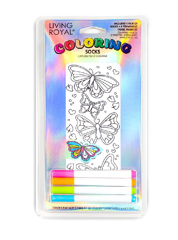 Weekend Shopping Made Better Butterfly Coloring Sock