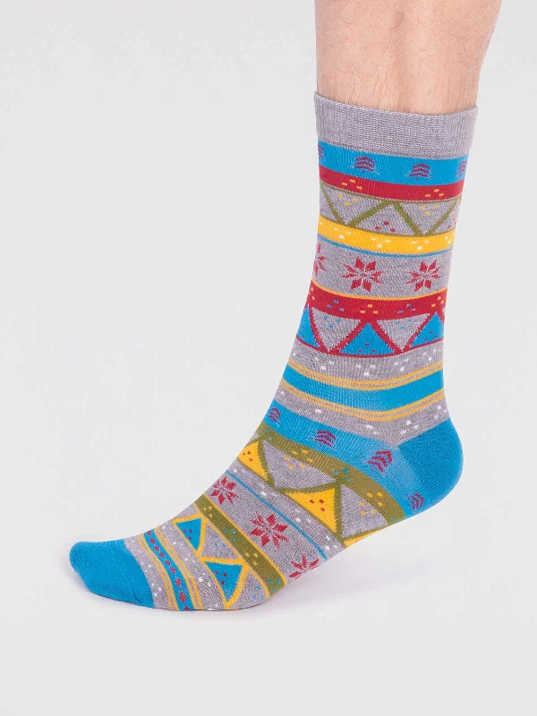 Weekend Offers That Shine Casper Bamboo Christmas Fairisle Socks - Grey Marle