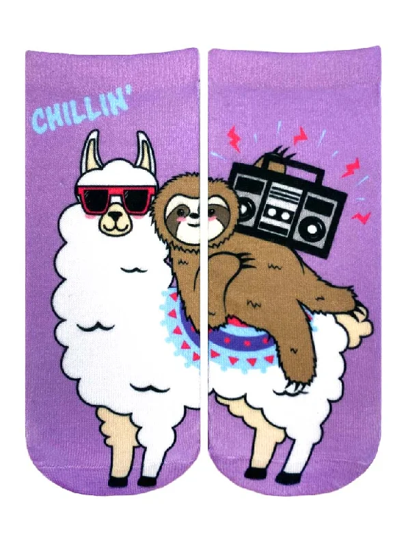 Great Deal Chillin' Llama Sloth Ankle Socks