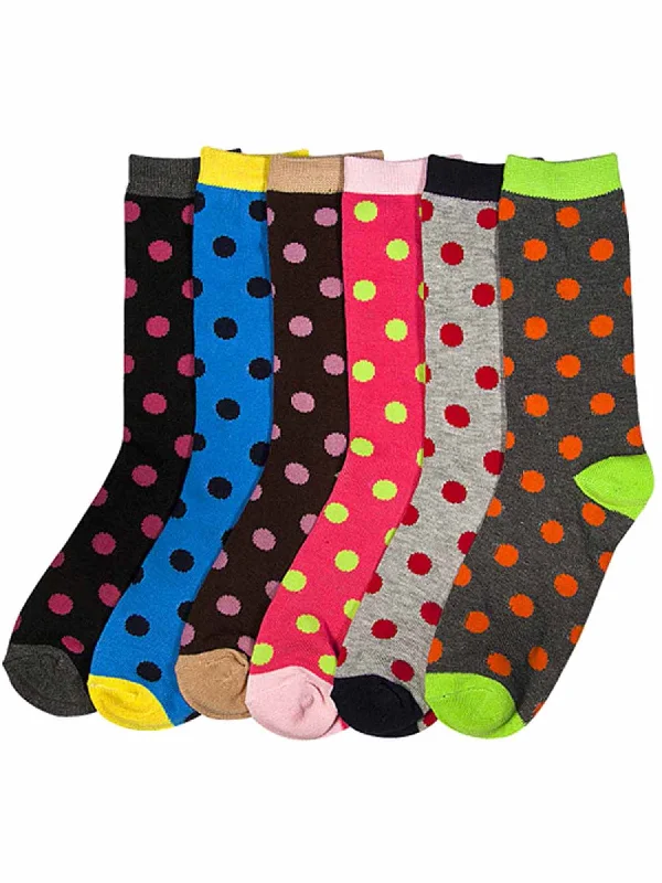 Great Deal Colorful Polka Dot Print Womens 6 Pack Socks