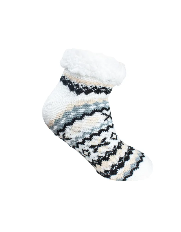 Act Now The Elsa Fairisle Ankle Slipper Sock - Cream
