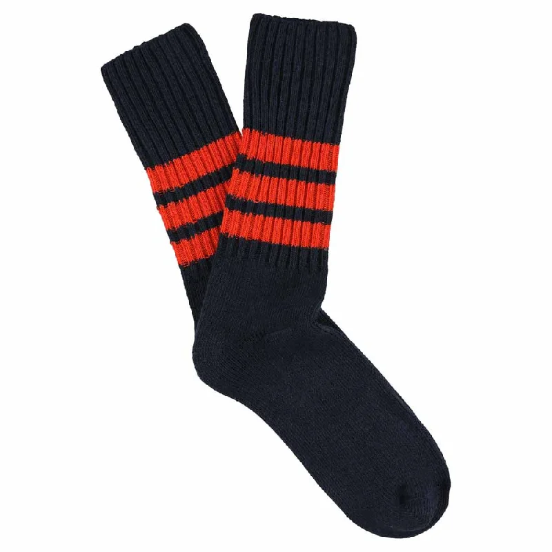 Stock Clearance Stripes Crew Socks - Blue / Orange