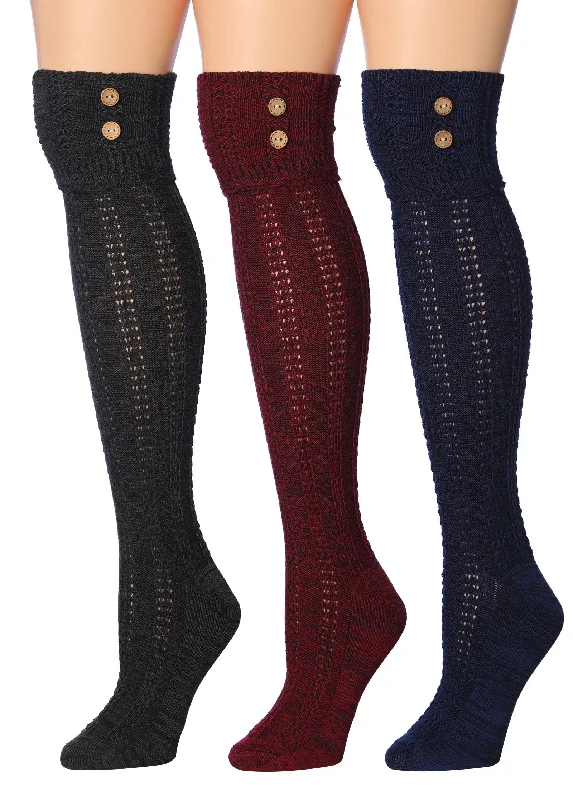 Lowest Rates Copy of Tipi Toe Women's 3-Pairs Winter Warm Knee High / Over The Knee With Buttons Cotton-Blend Boot Socks