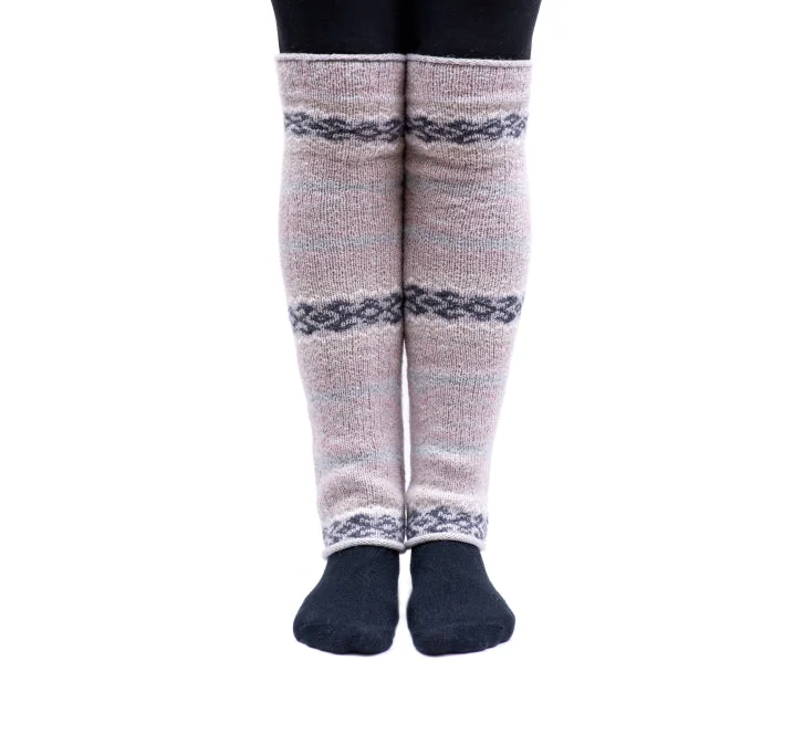 Super Bargain Pinked striped wool leg warmers
