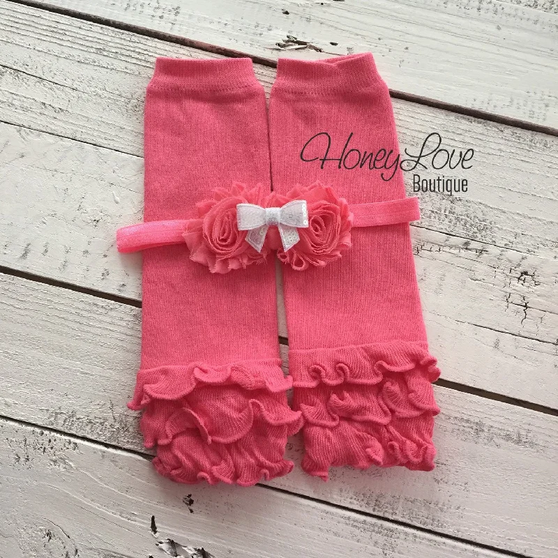 Weekend Specials to Grab Coral Pink Ruffle leg warmers and matching headband