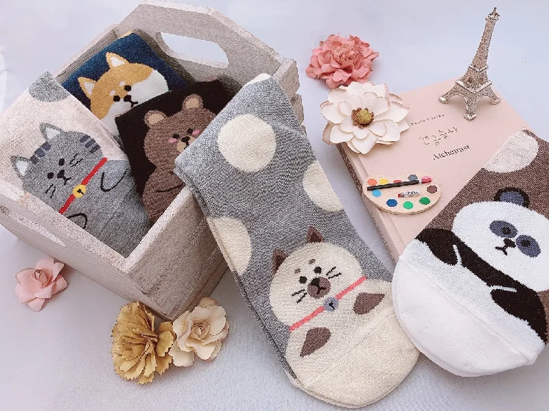Celebrate the Weekend with Discounts Cute Animal Print | Womens Teen Girls | Crew Socks | 5 Pairs | (Circle Animals) Celebrate the Weekend with Discounts Cute Animal Print | Womens Teen Girls | Crew Socks | 5 Pairs | (Circle Animals)