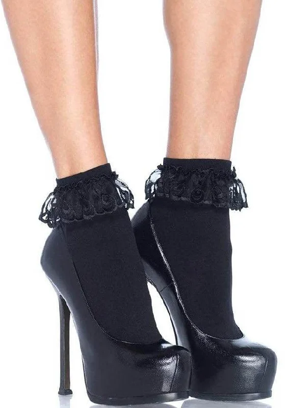 New Deal Diem Lace Ruffle [Black] | ANKLET SOCKS