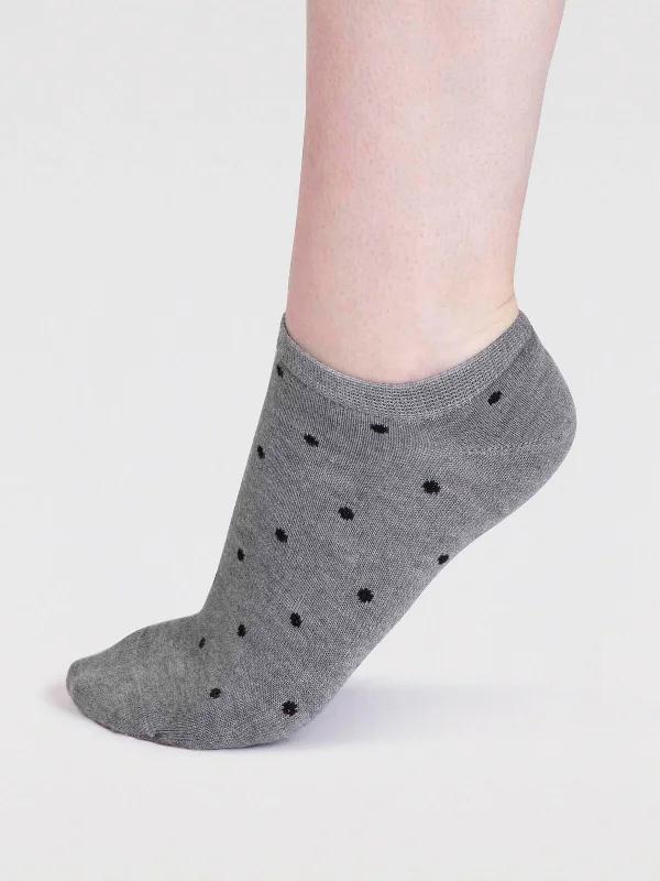 Massive Deal Dottie Bamboo Spotty Trainer Socks - Grey Marle