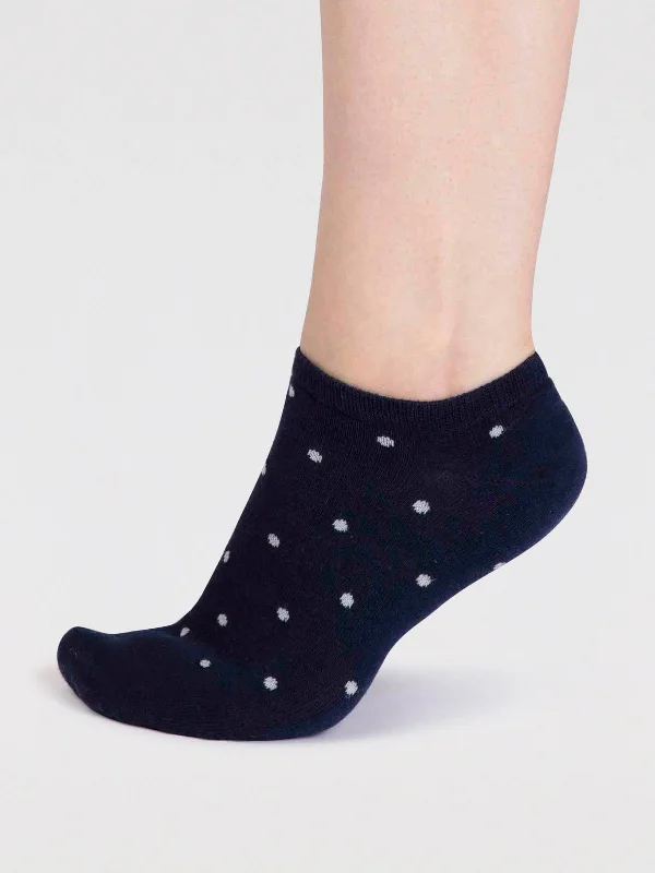 Now or Never Dottie Bamboo Spotty Trainer Socks - Navy