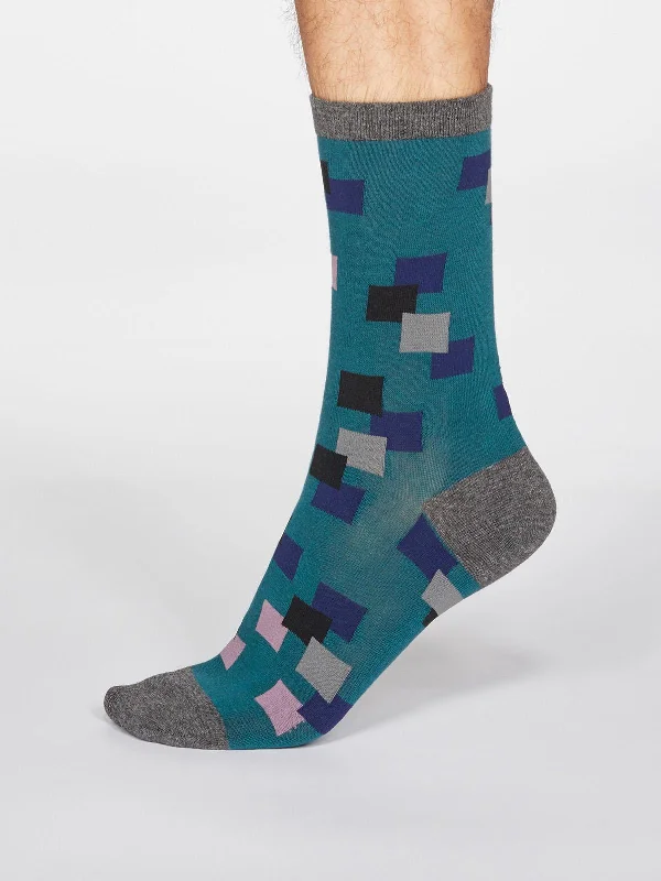 Weekend Deals You Can't Resist Evan Square Socks - Teal Green