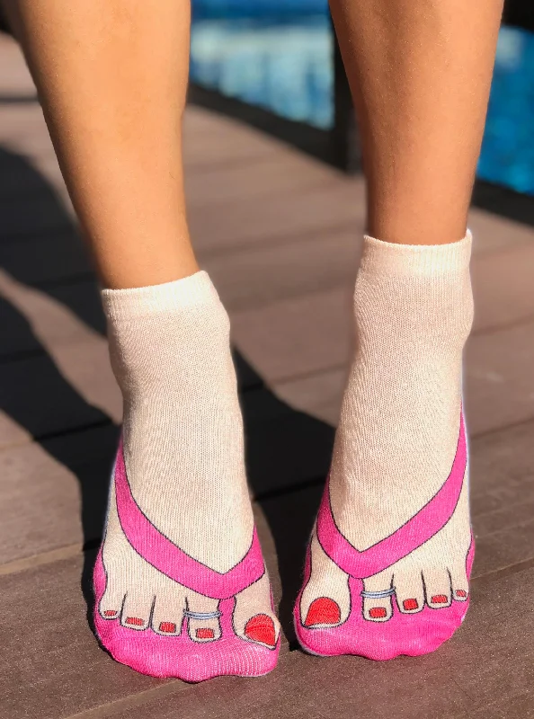 Markdown Sale Flip Flops Pale Ankle Socks
