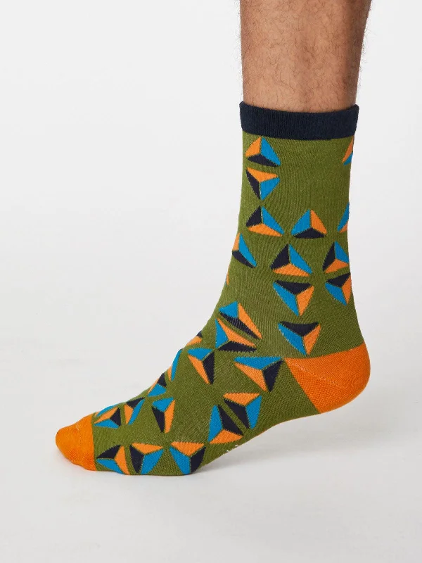 Daily Special Geometrico Socks - Olive Green